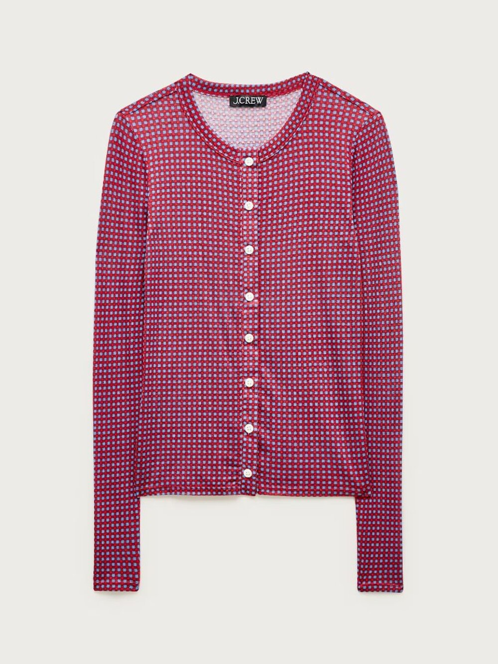 J.CREW Stretch lyocell-blend cardigan in gingham, Red, S